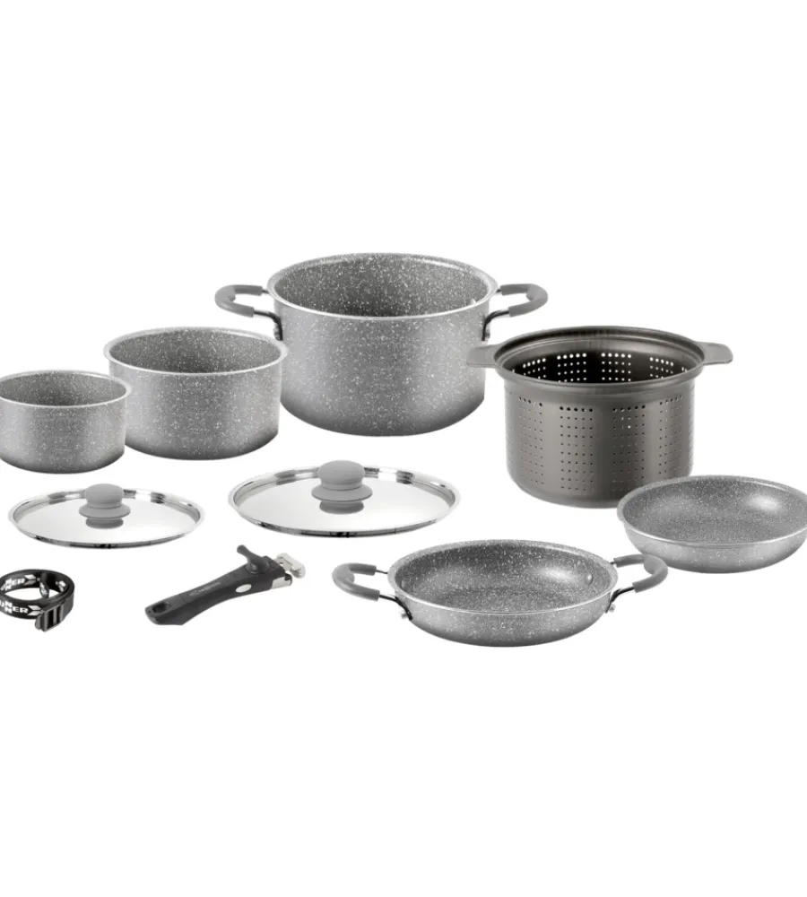 Campeggio-Brunner Set pentole da campeggio "gourmet rock ng 9+1 ø 22 cm" in alluminio antiaderente