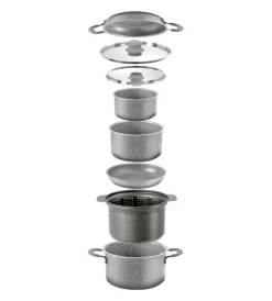 Campeggio-Brunner Set pentole da campeggio "gourmet rock ng 9+1 ø 22 cm" in alluminio antiaderente
