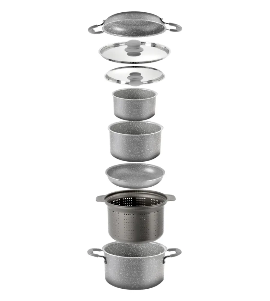 Campeggio-Brunner Set pentole da campeggio "gourmet rock ng 9+1 ø 22 cm" in alluminio antiaderente