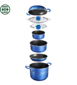 Set pentole da campeggio "skipper 8+1 ø 20" in alluminio antiaderente Campeggio