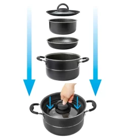 Clearance Set pentole da campeggio "pirate ng 7+1 ø 20" in alluminio antiaderente Campeggio