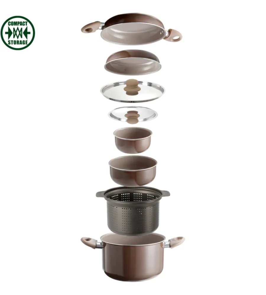 Brunner Campeggio|Set pentole da campeggio "chocolate 9+1 ø 22" in alluminio antiaderente