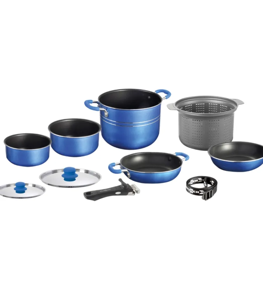 Hot Set pentole da campeggio "skipper 9+1 ø 22" in alluminio antiaderente Campeggio