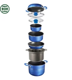 Hot Set pentole da campeggio "skipper 9+1 ø 22" in alluminio antiaderente Campeggio