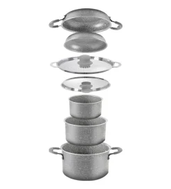 Brunner Campeggio|Set pentole da campeggio "gourmet rock ng 8+1 ø 20cm" in alluminio antiaderente