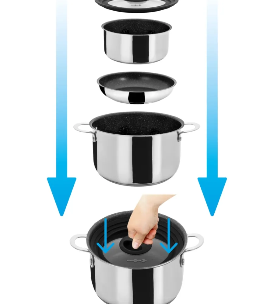Online Set pentole da campeggio "academy high ng 7+1 ø 22" in acciaio inox antiaderente Campeggio