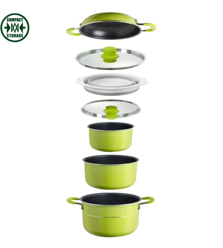 Hot Set pentole da campeggio "juniper ng 8+1 ø 24" in alluminio antiaderente Campeggio