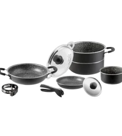 Campeggio-Brunner Set pentole da camperggio "pirate 7+1 ø 20" in alluminio antiaderente