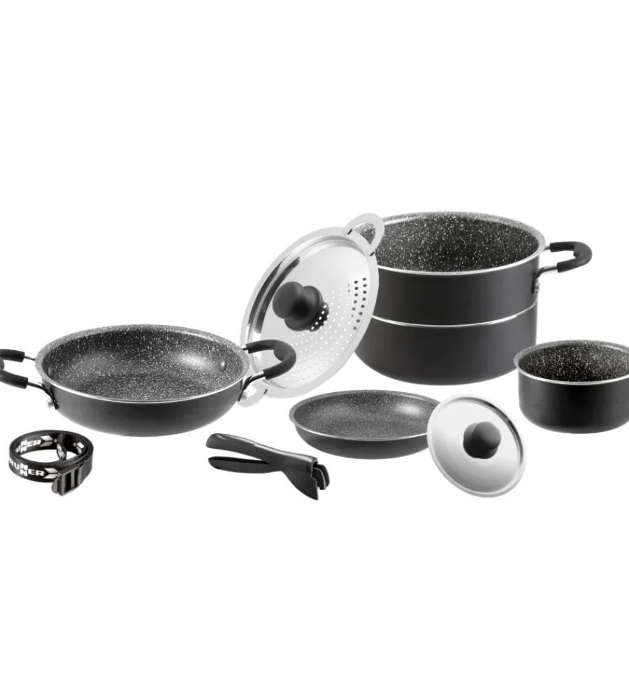 Campeggio-Brunner Set pentole da camperggio "pirate 7+1 ø 20" in alluminio antiaderente