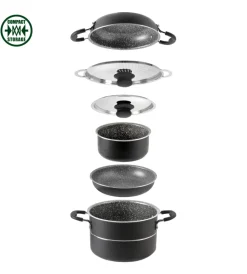 Campeggio-Brunner Set pentole da camperggio "pirate 7+1 ø 20" in alluminio antiaderente