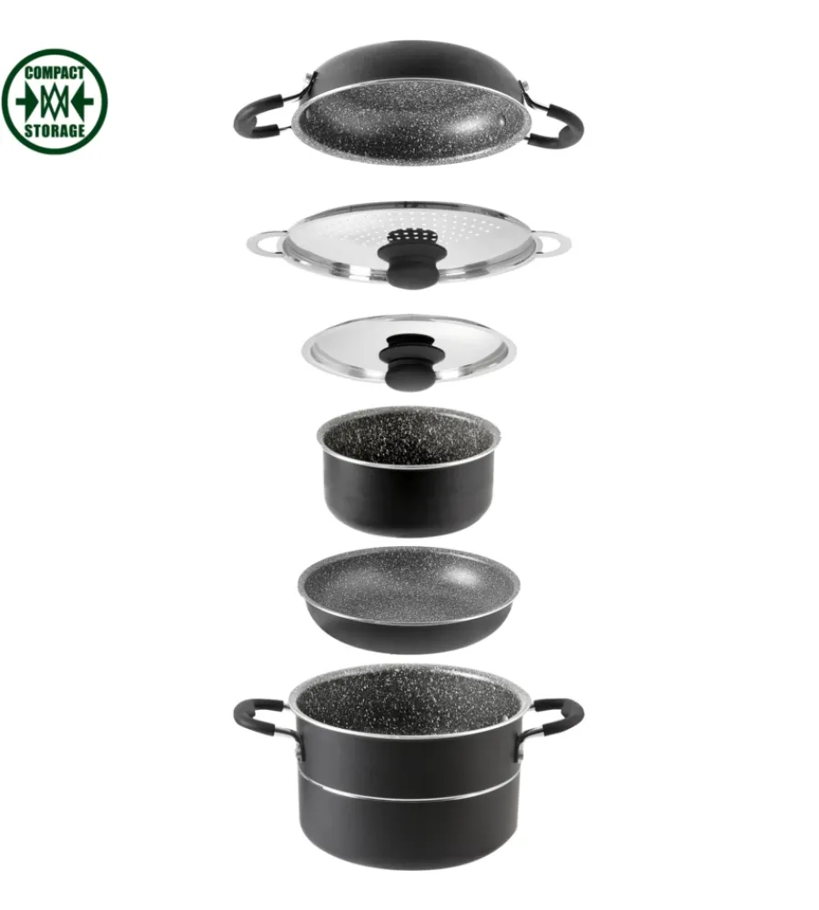 Campeggio-Brunner Set pentole da camperggio "pirate 7+1 ø 20" in alluminio antiaderente