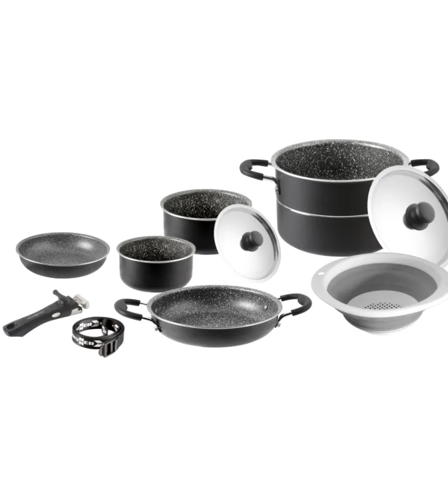 Brunner Campeggio|Set pentole da camperggio "pirate 9+1 ø 24" in alluminio antiaderente