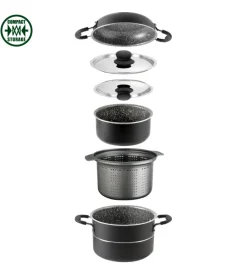 Discount Set pentole da camperggio "pirate 7+1 ø 22" in alluminio antiaderente Campeggio