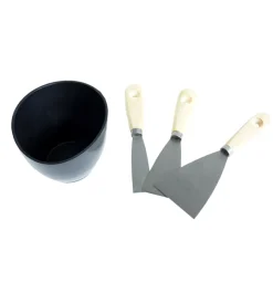 Utensili Edili|Set per stuccare, 3 spatole + scodella