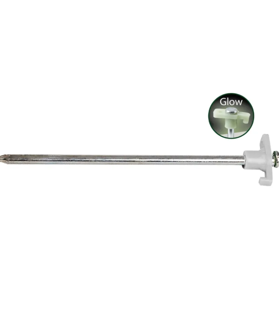 Brunner Campeggio|Set picchetti rotondi per tenda da campeggio "peg box stick plus 25" in acciaio zincato e gancio in plastica 25 cm x ø 8 mm
