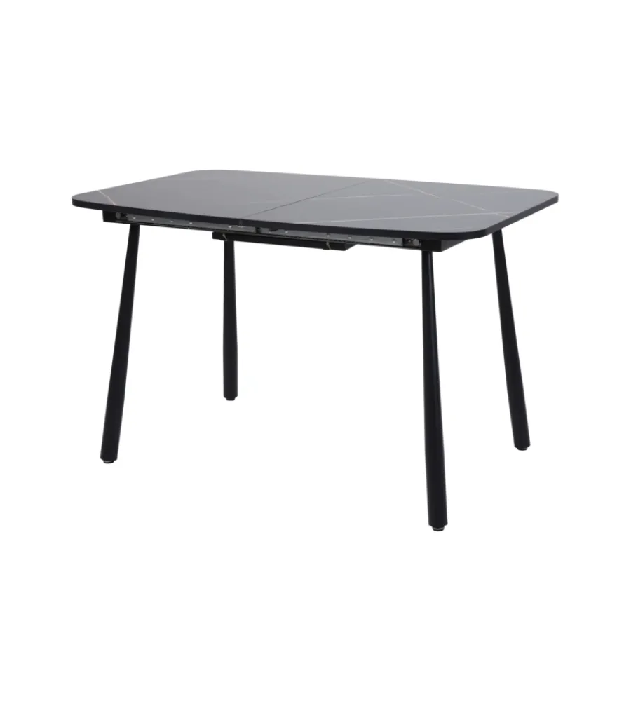 Discount Set pranzo "cabrera" tavolo estensibile nero effetto marmo e 4 sedie velluto grigio Tavoli