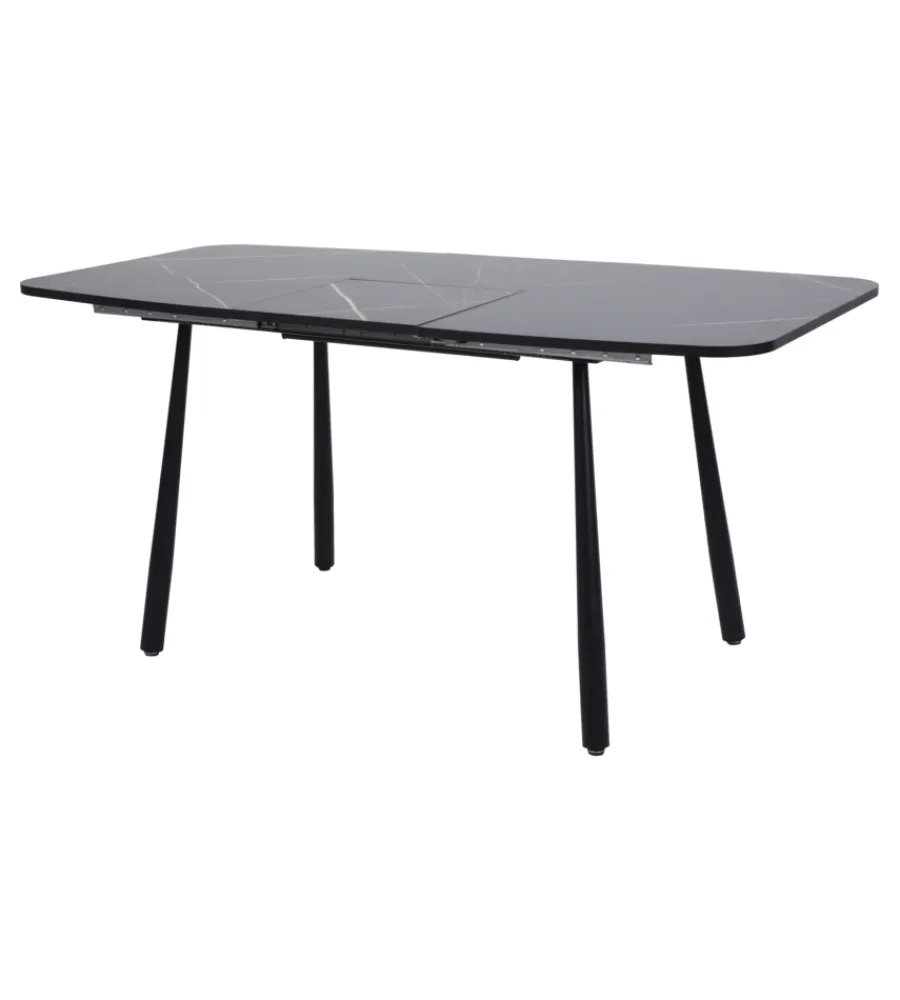 Discount Set pranzo "cabrera" tavolo estensibile nero effetto marmo e 4 sedie velluto grigio Tavoli