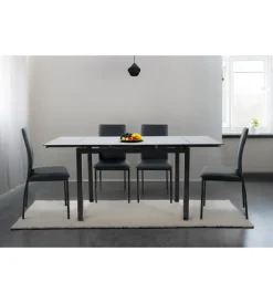 Set pranzo "minorca" nero con tavolo estensibile in vetro 4 sedute Tavoli