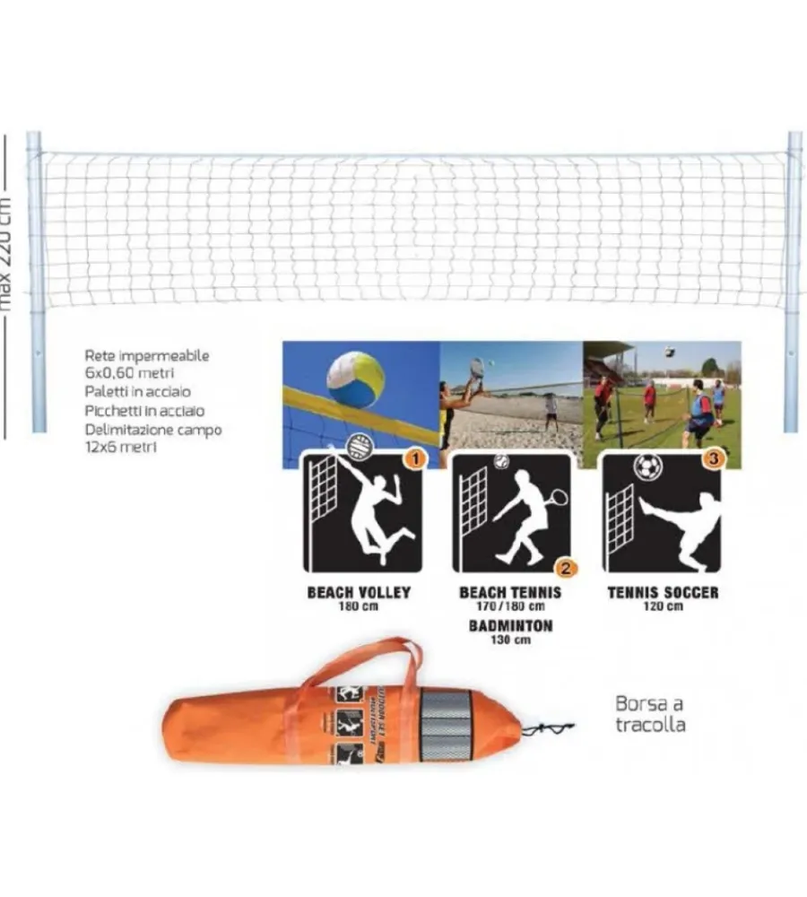 Giochi E Casette Bimbo- Set rete outdoor multisport beach volley beach tennis e pallavolo per bambini da esterno.