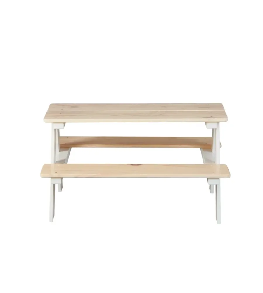 Mobili Prima Infanzia- Set tavolo con panche in pino massello, 90x82x50 cm