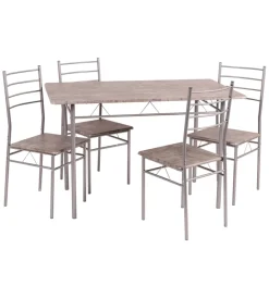 Set tavolo e 4 sedie in metallo e legno, 120x70x75 cm Tavoli