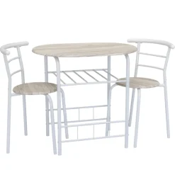 Tavoli|Set tavolo e 2 sedie in metallo e legno, 80x53x75 cm