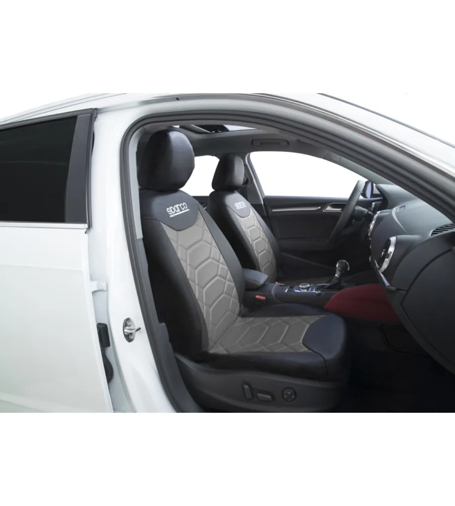 Sparco Auto Interno|Set universale coprisedili auto completo "spc1016" nero e grigio a nido d'ape