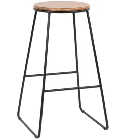 Sedie E Sgabelli- Sgabello "achelor" in legno e metallo nero, 32x32x71 cm