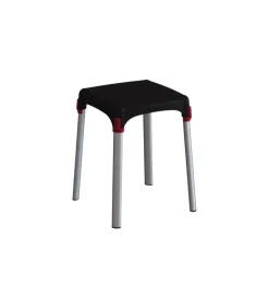 Accessori Bagno|Sgabello da bagno quadrato colore nero, 30,5x30,5x42,5 cm