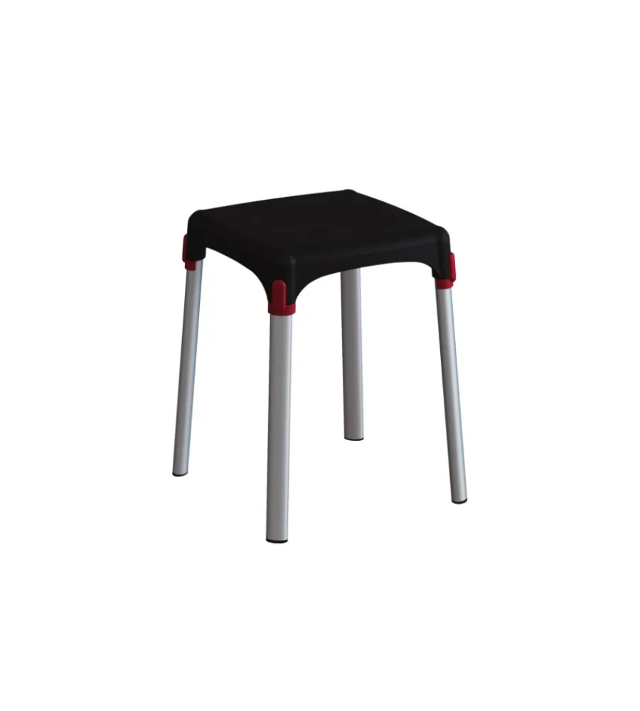 Accessori Bagno|Sgabello da bagno quadrato colore nero, 30,5x30,5x42,5 cm