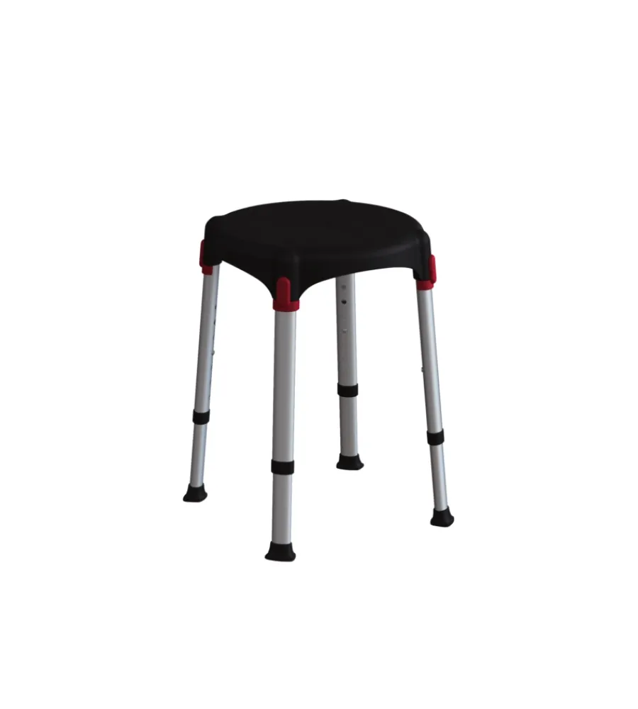 Accessori Bagno- Sgabello da bagno regolabile tondo colore nero, ø33x39/54 cm