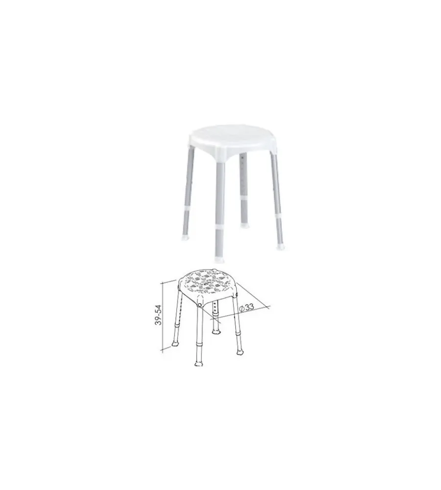 Accessori Bagno- Sgabello da doccia regolabile, tondo