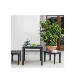 Best Sgabello da esterno "timor" in polipropilene effetto legno antracite 60x38,5x45 cm Mobili Da Giardino E Accessori