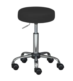 Sedie E Sgabelli|Sgabello pu nero girevole con ruote, 33x33x50-66 cm
