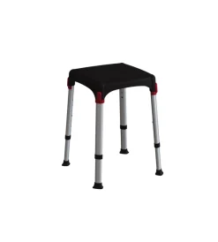 Accessori Bagno- Sgabello regolabile da bagno quadrato nero, 30,5x30,5x39/54 cm