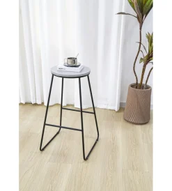 Sedie E Sgabelli-BellaHome Sgabello rotondo "industrial" grigio 32x32x71 cm