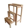 Scale E Sgabelli- Sgabello scala con 3 gradini a ribalta richiudibile in legno 37x23x60 cm