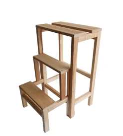 Scale E Sgabelli- Sgabello scala con 3 gradini a ribalta richiudibile in legno 37x23x60 cm