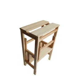 Scale E Sgabelli- Sgabello scala con 3 gradini a ribalta richiudibile in legno 37x23x60 cm