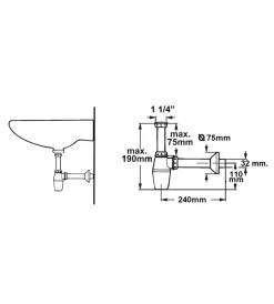 Sifoni- Sifone a bottiglia 1 1/4" in ottone cromato, per bagno