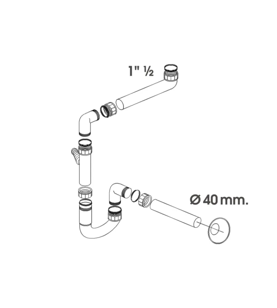 Sifoni- Sifone salvaspazio a “s” 1 vasca 1 1/2" x 40 mm., per cucina