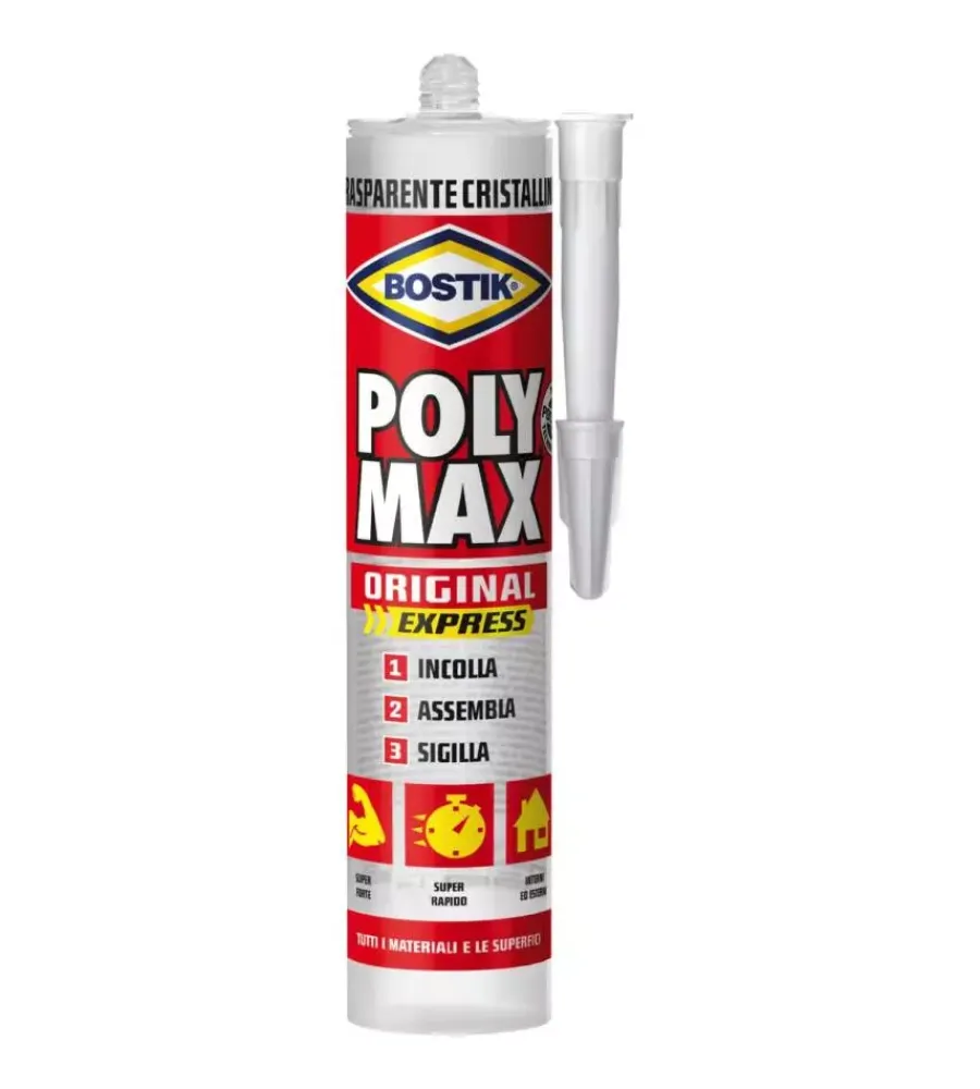 Colle- Sigillante trasparente bostik "poly max cristal express" 3 in 1 - 300 gr