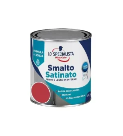 Smalti All' Acqua- Smalto acqua satinato 0,5 lt. rosso