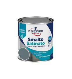 Smalti All' Acqua- Smalto acqua satinato 0,5 lt. grigio scuro