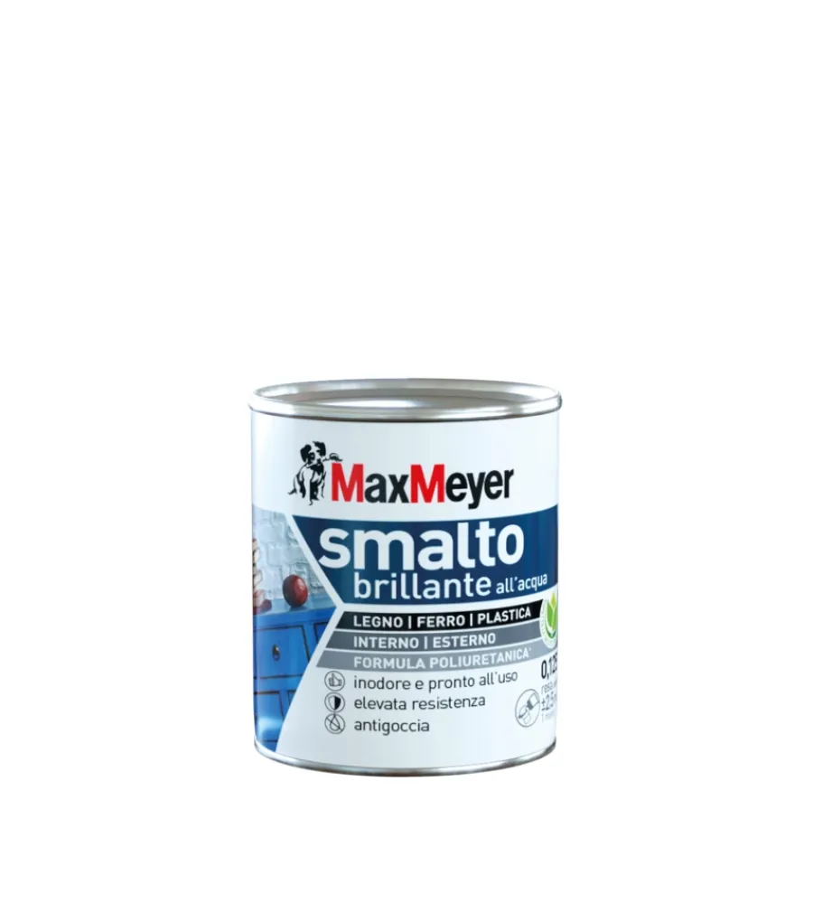 Max Meyer Smalti All' Acqua|Smalto all'acqua acril-poliuretanico "brillante" colore grigio pietra, 125 ml