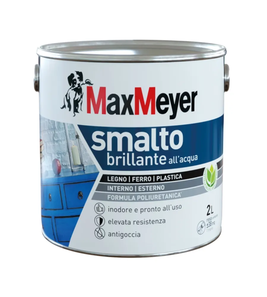 Discount Smalto all'acqua acril-poliuretanico "brillante" colore nero, 2 litri Smalti All' Acqua