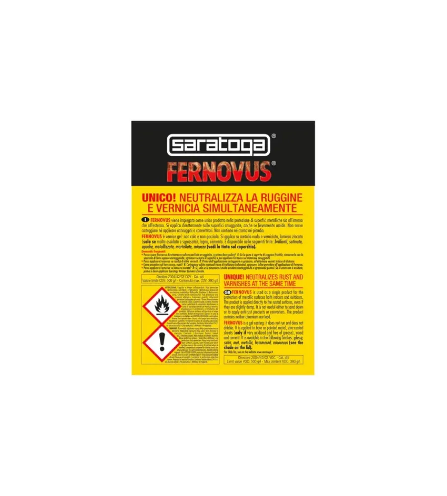 Saratoga Smalti Antiruggine|Smalto gel antiruggine "fernovus" grafite metallizzato 2,5 lt