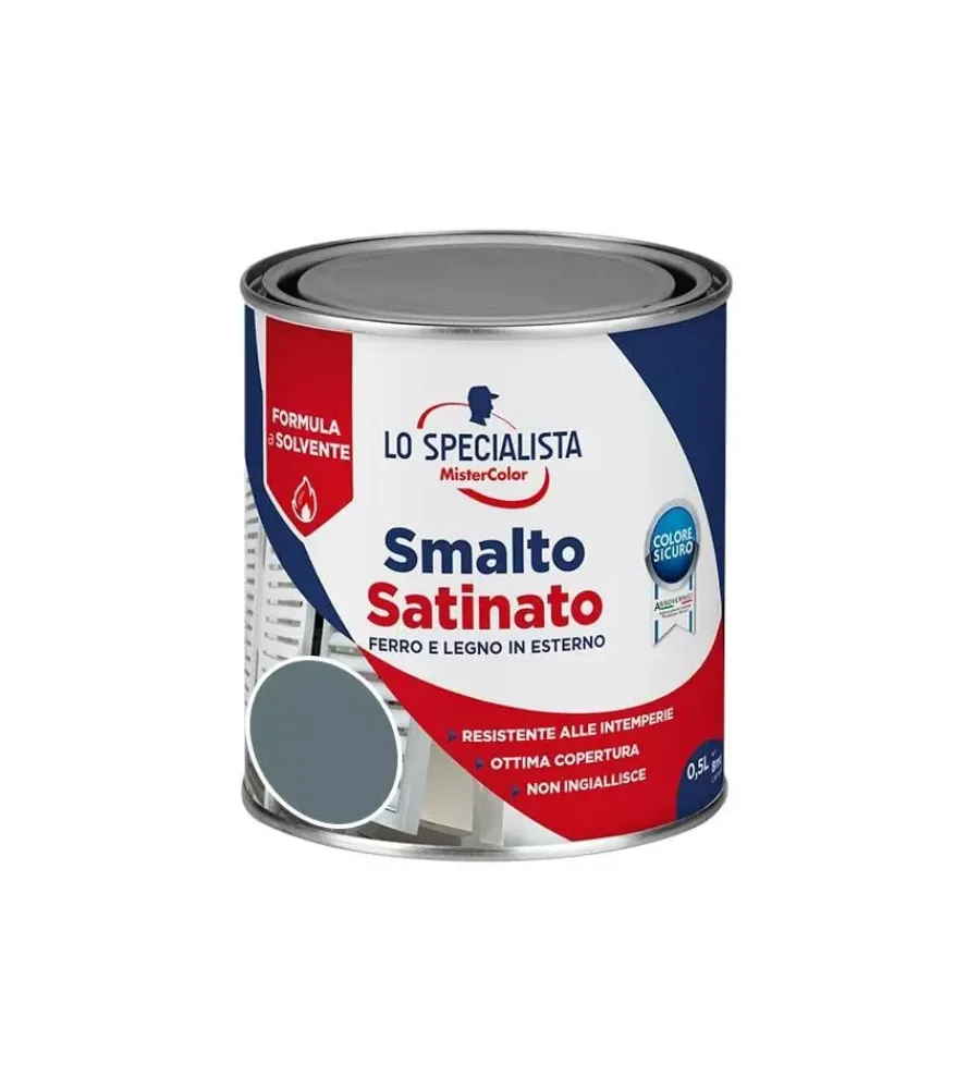 Smalti A Solvente- Smalto solvente satinato 0,5 lt. grigio scuro