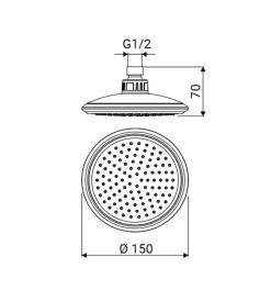 Docce E Accessori-Idro-Bric Soffione "round" anticalcare nero diametro 15 cm, 1 getto