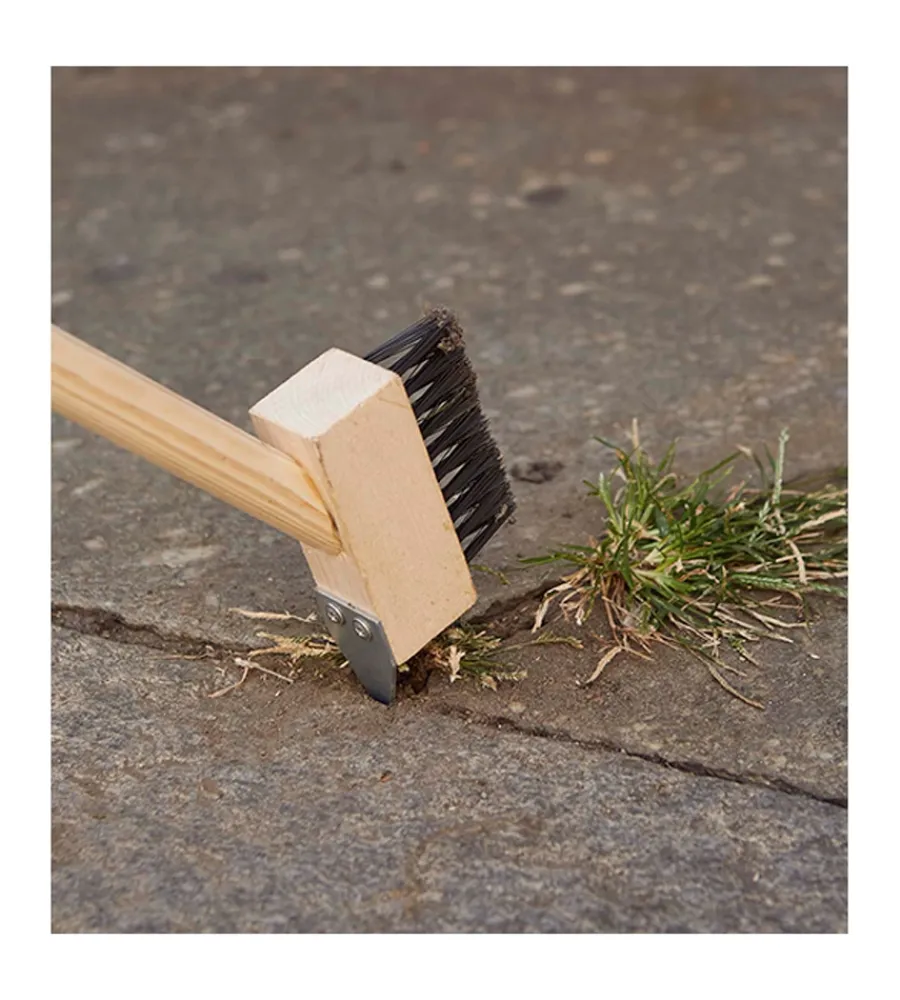 Attrezzatura Giardinaggio-Verdemax Spazzola con manico in legno e punta in acciaio -